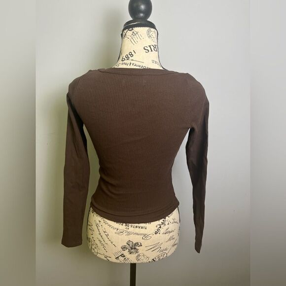 Madewell Square-Neck Long-Sleeve Crop Tee in Sleekhold NWT Size XXS - Picture 3 of 6